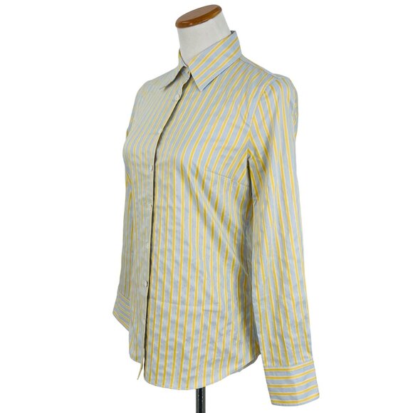 Vintage J.Crew Haberdashery Button-Up Blue & Yellow Striped Shirt - Picture 5 of 11